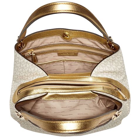 michael kors cream and gold bag|Michael Kors cream tote bag.